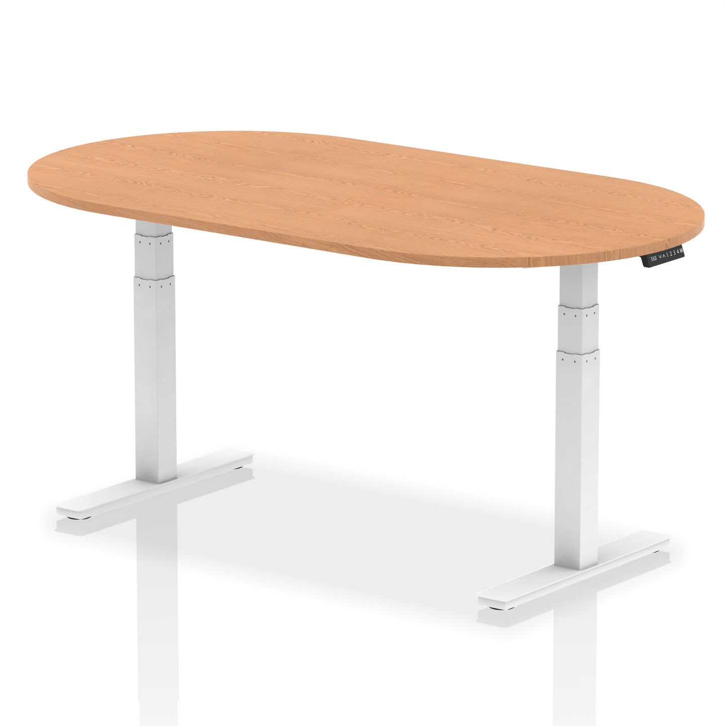 Impulse Height Adjustable Boardroom Table Oak 1800 White - Industrious Decor