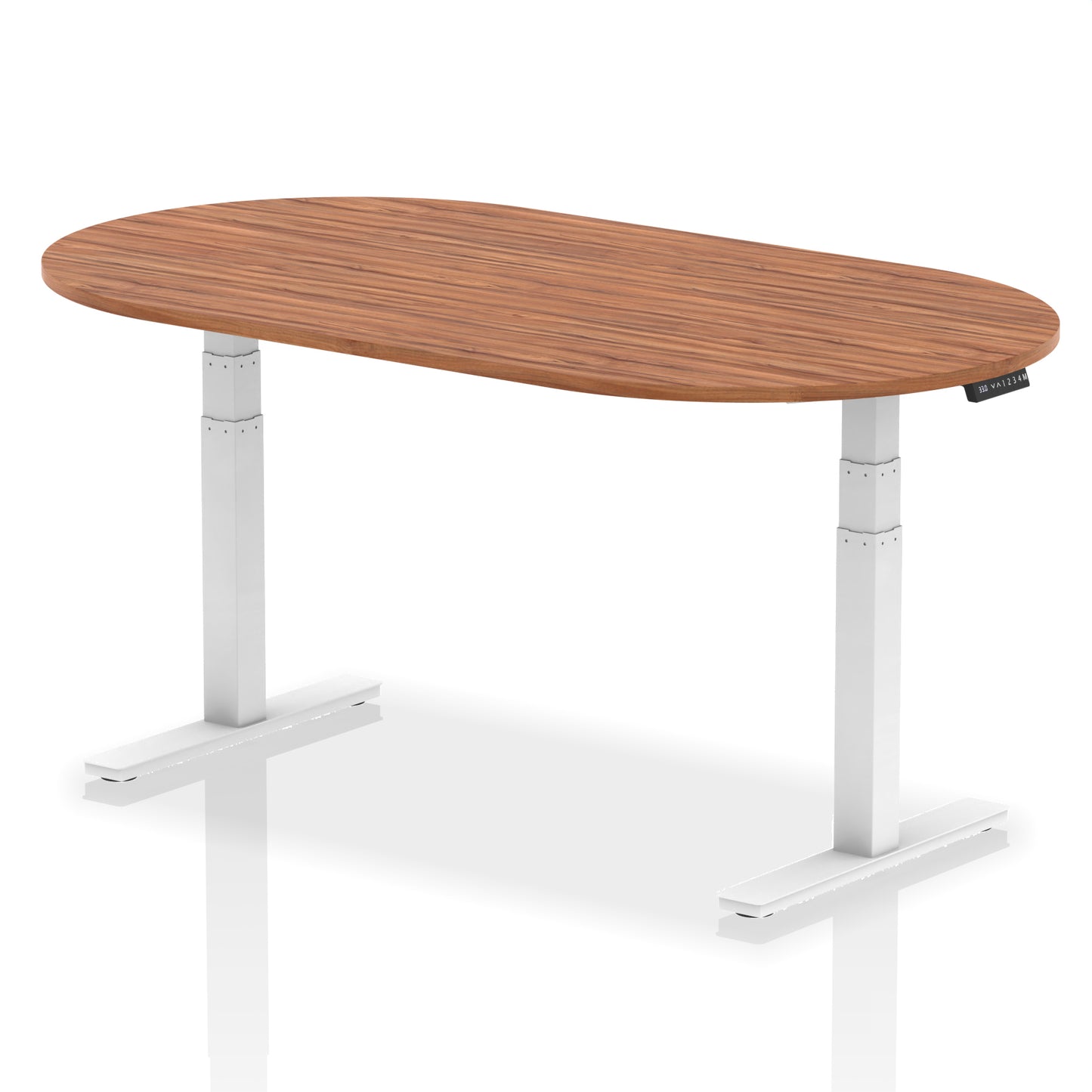 Impulse Height Adjustable Boardroom Table Walnut 1800 White - Industrious Decor