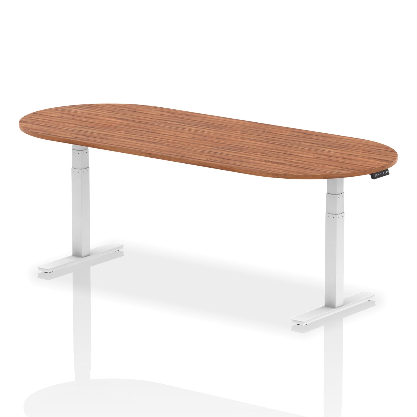 Impulse Height Adjustable Boardroom Table Walnut 2400 White - Industrious Decor