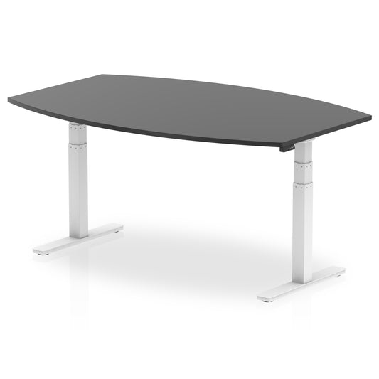 High Gloss Writable Boardroom Table Height Adjustable Black 1800 White - Industrious Decor