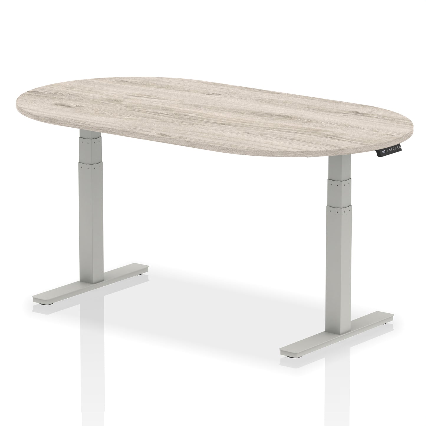 Impulse Height Adjustable Boardroom Table Grey Oak 1800 Silver - Industrious Decor