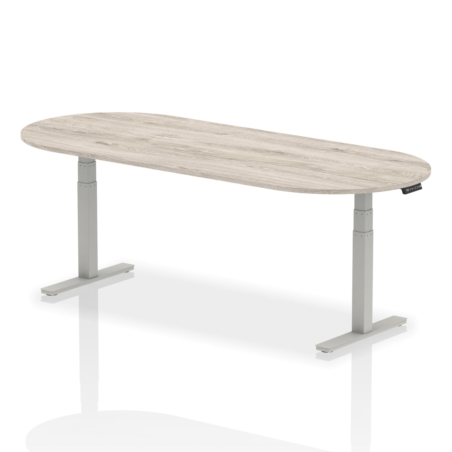 Impulse Height Adjustable Boardroom Table Grey Oak 2400 Silver - Industrious Decor