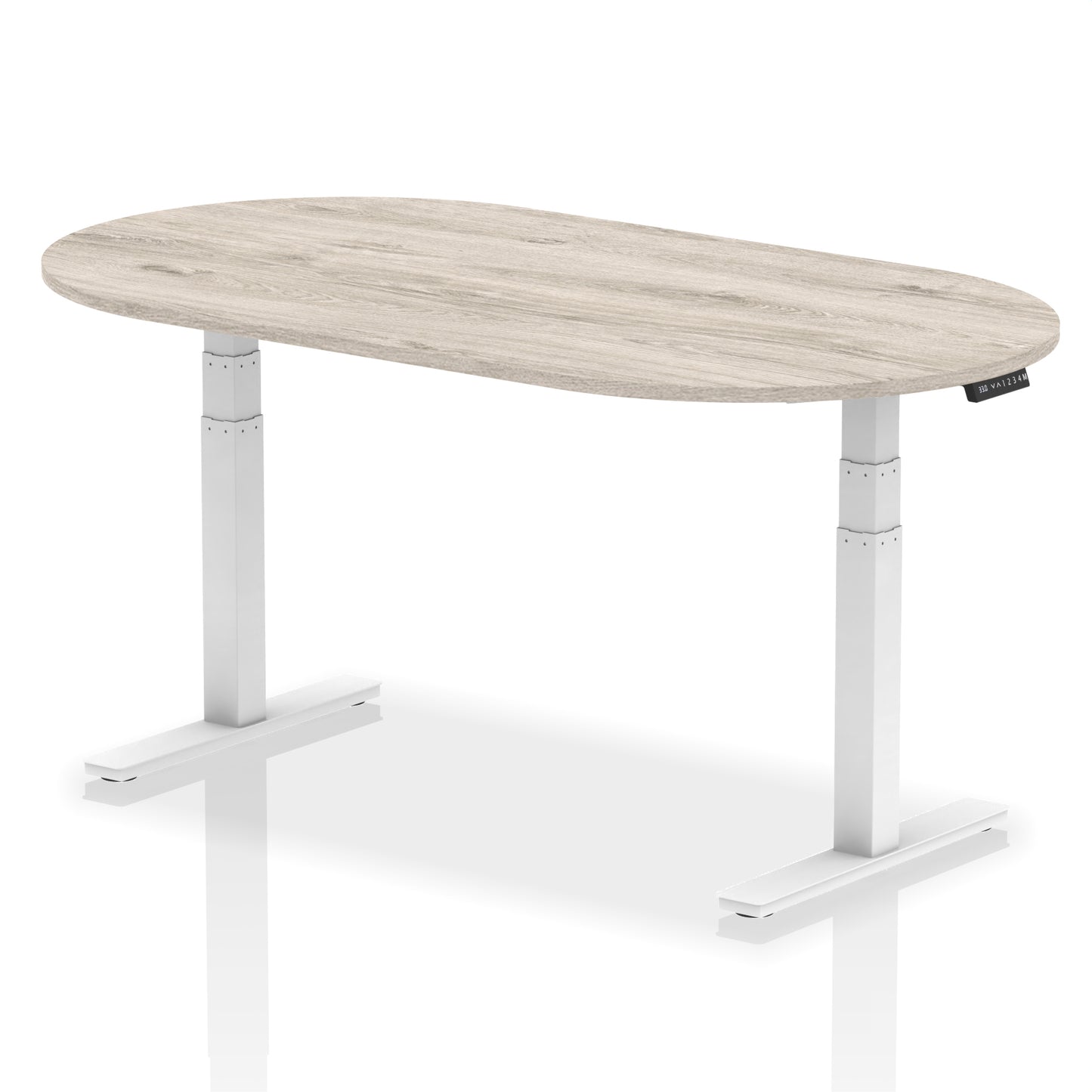 Impulse Height Adjustable Boardroom Table Grey Oak 1800 White - Industrious Decor