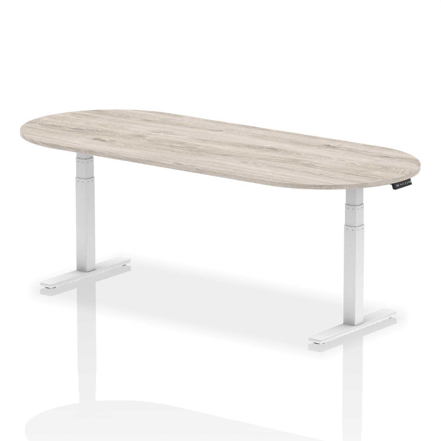 Impulse Height Adjustable Boardroom Table Grey Oak 2400 White - Industrious Decor