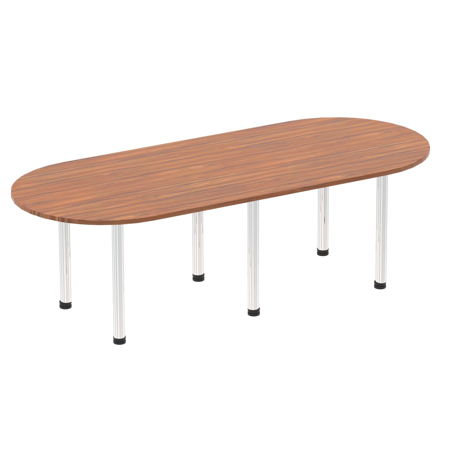Impulse Boardroom Table With Post Leg Walnut 2400 Chrome - Industrious Decor