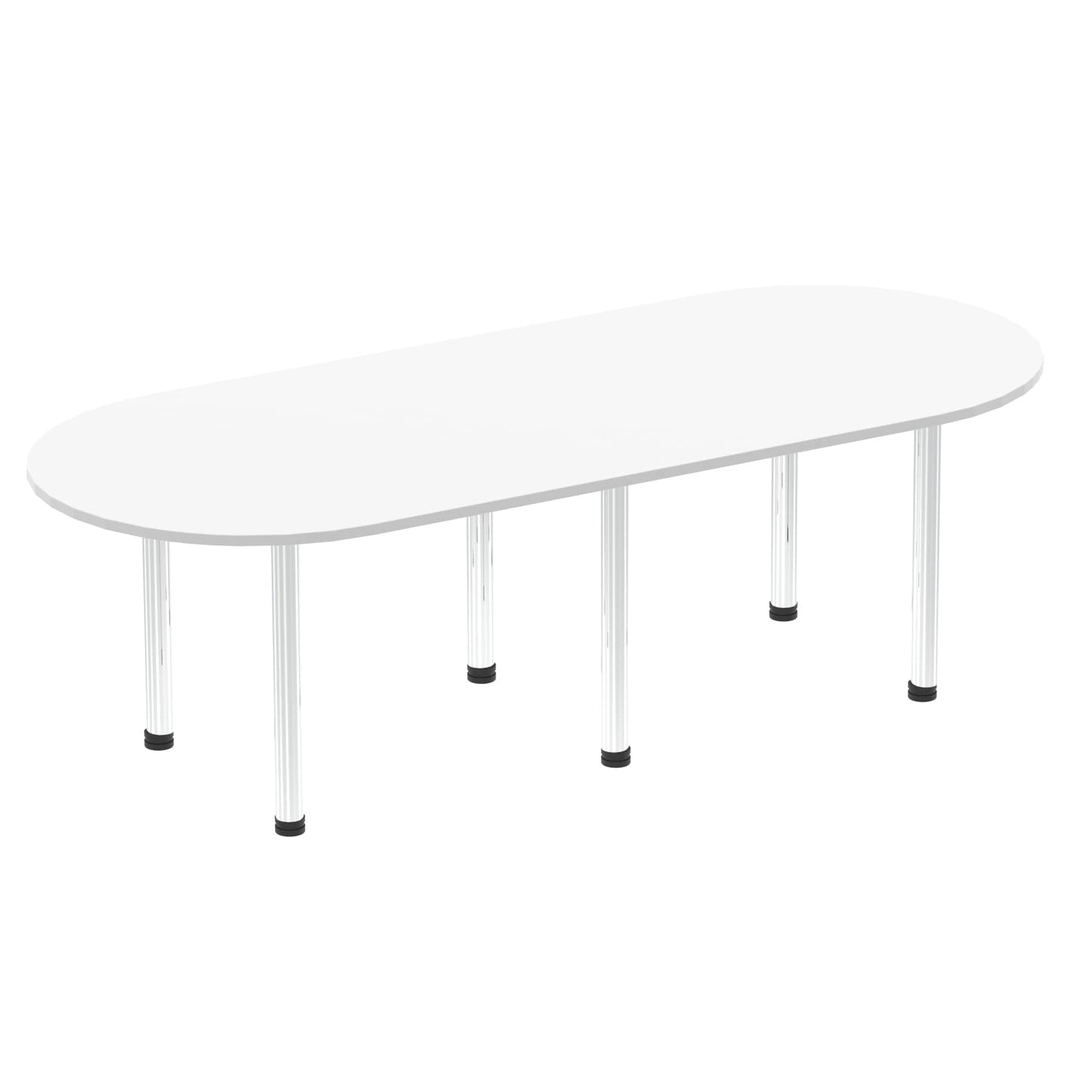 Impulse Boardroom Table With Post Leg White 2400 Chrome - Industrious Decor