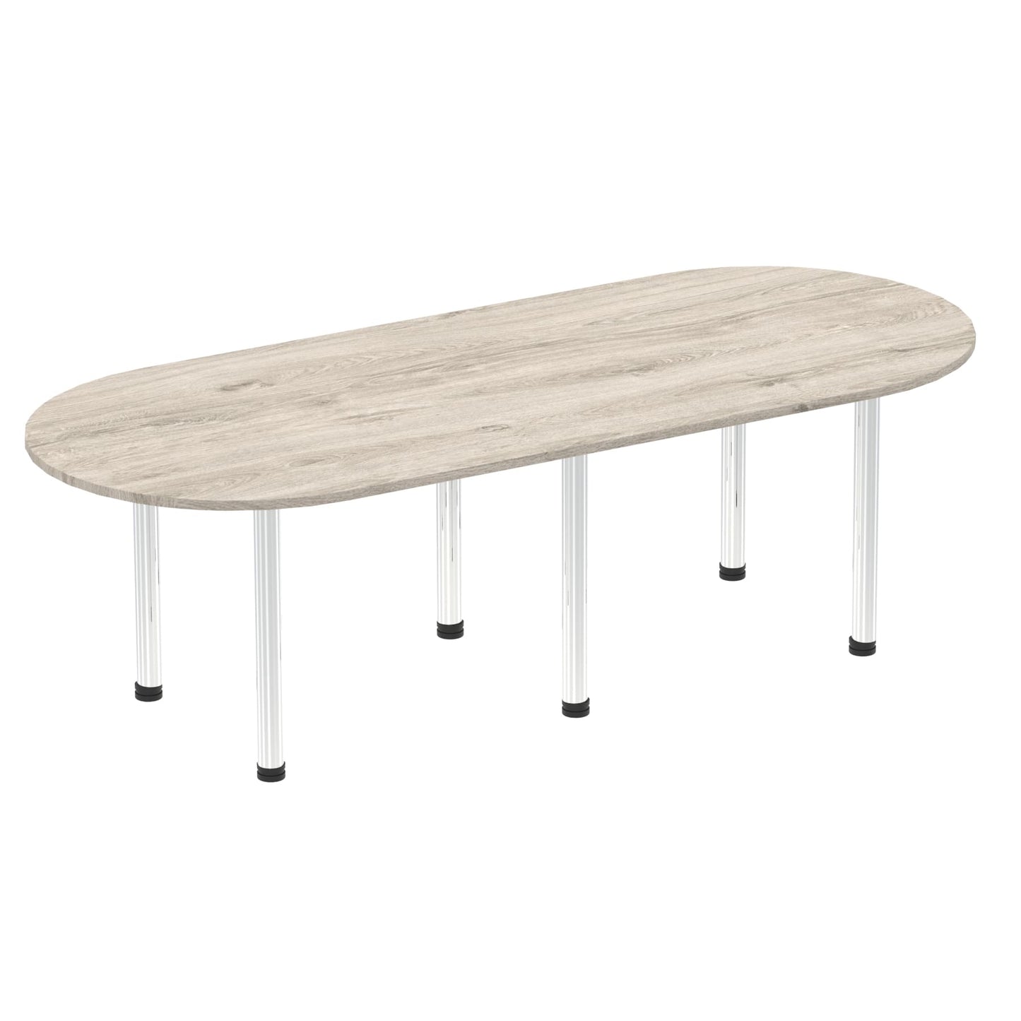 Impulse Boardroom Table With Post Leg Grey Oak 2400 Chrome - Industrious Decor