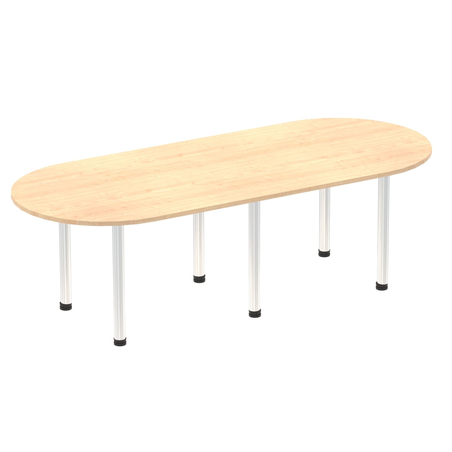 Impulse Boardroom Table With Post Leg Maple 2400 Aluminium - Industrious Decor