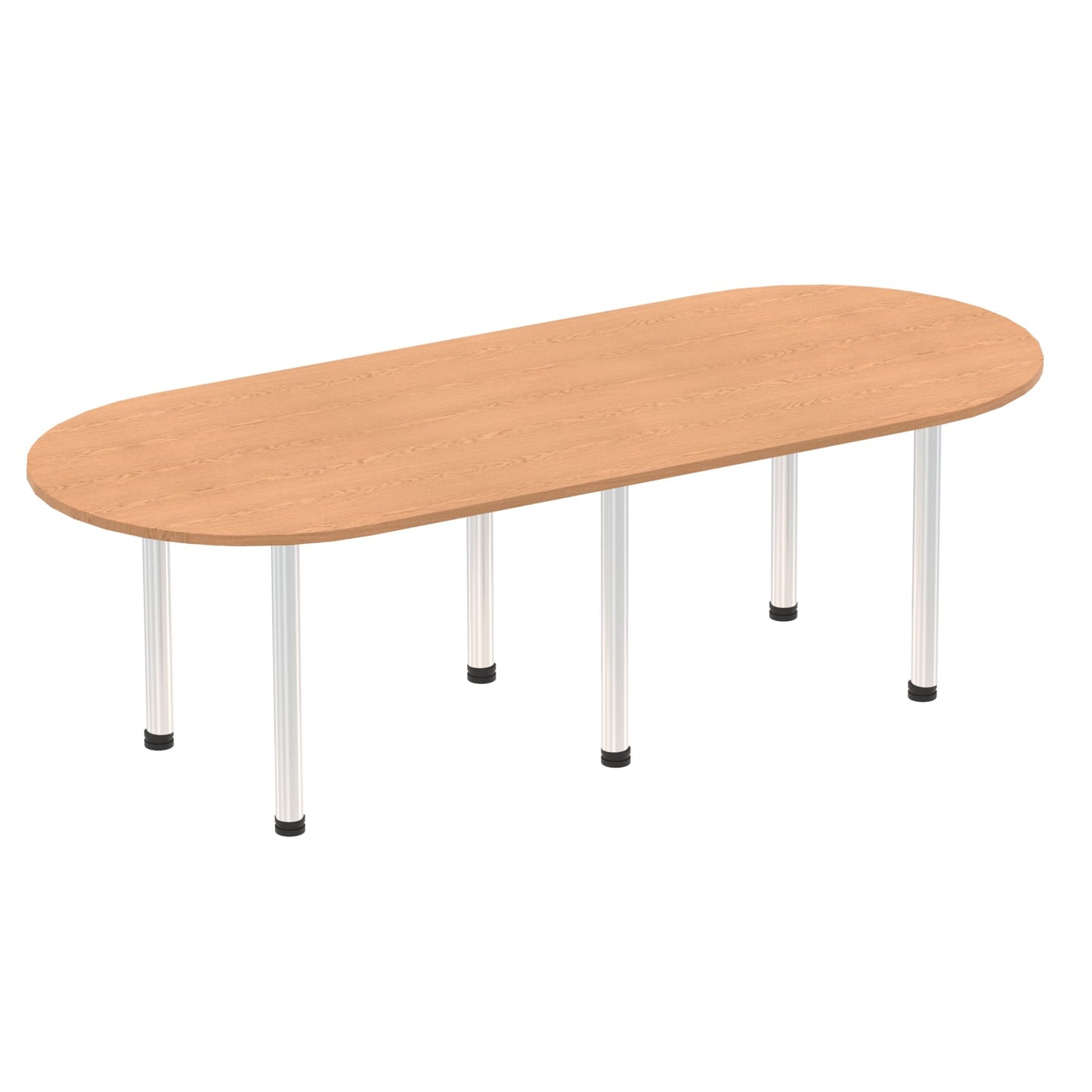 Impulse Boardroom Table With Post Leg Oak 2400 Aluminium - Industrious Decor