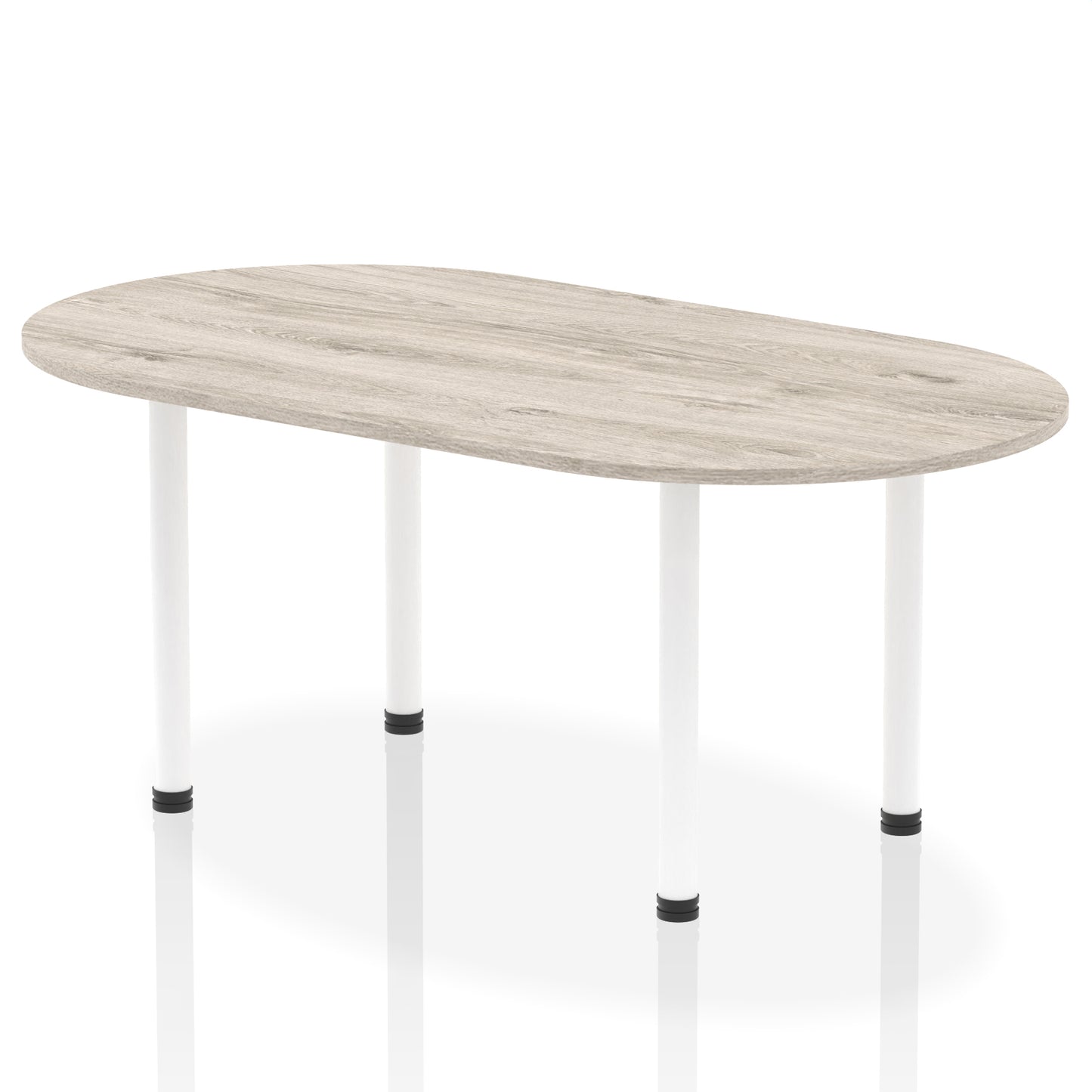 Impulse Boardroom Table With Post Leg Grey Oak 1800 White - Industrious Decor