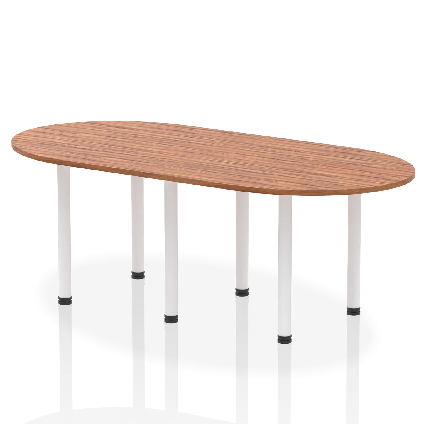 Impulse Boardroom Table With Post Leg Walnut 2400 White - Industrious Decor