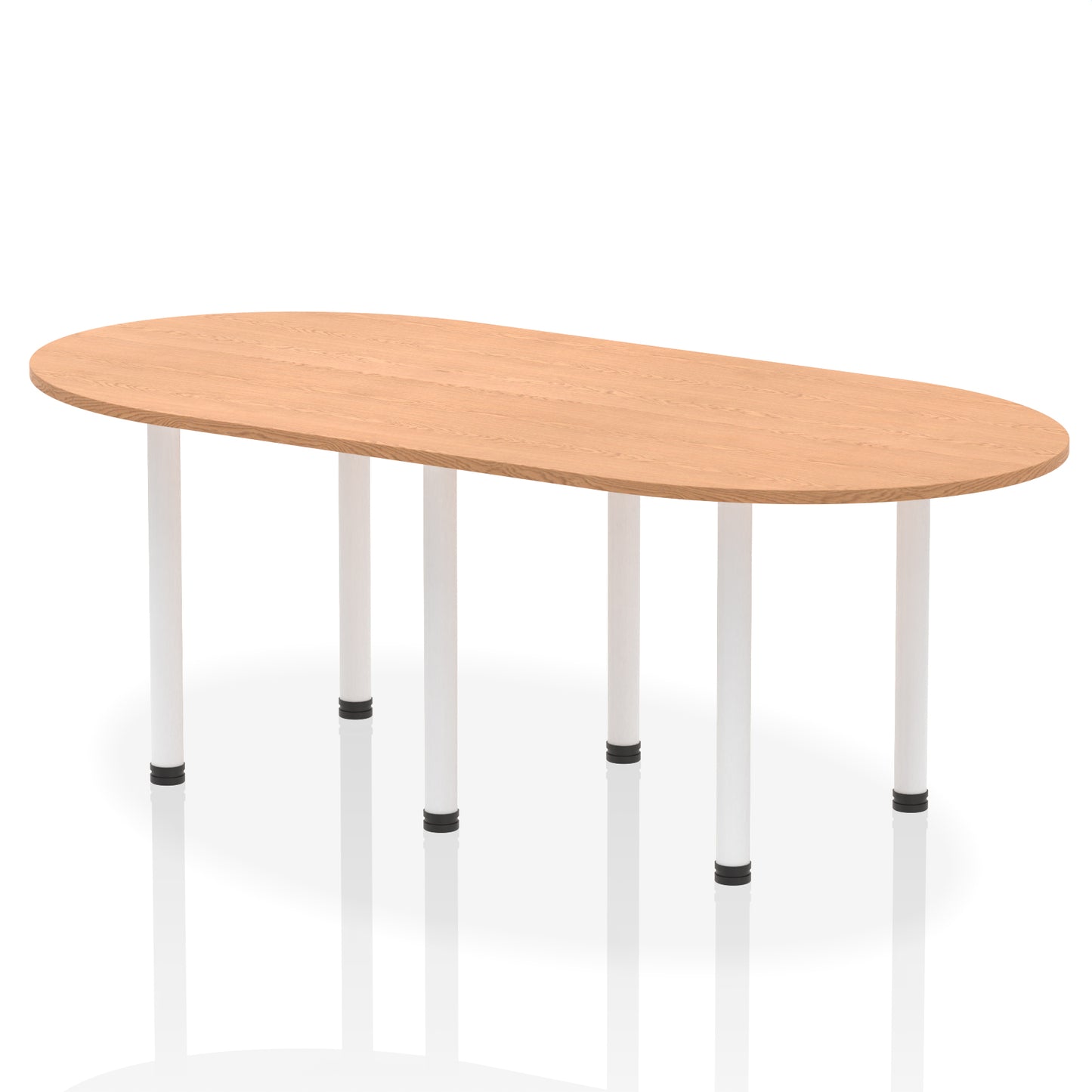 Impulse Boardroom Table With Post Leg Oak 2400 White - Industrious Decor
