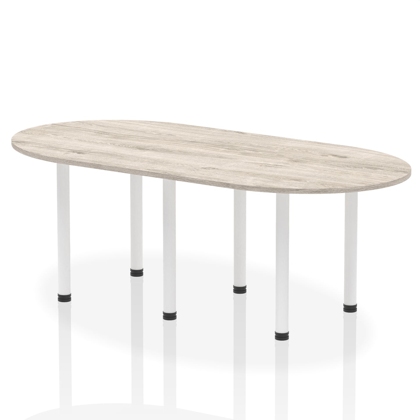 Impulse Boardroom Table With Post Leg Grey Oak 2400 White - Industrious Decor