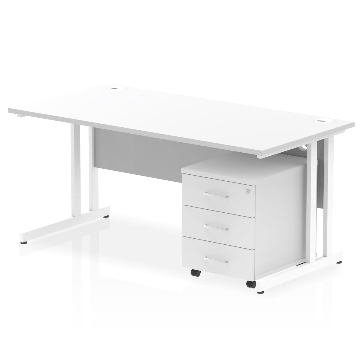 ID Workplace Cantilever Desk with Mobile Pedestal White 3 Drawer Mobile Pedestal - Industrious Decor