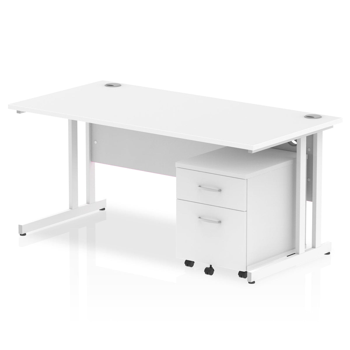 ID Workplace Cantilever Desk with Mobile Pedestal White 2 Drawer Mobile Pedestal - Industrious Decor