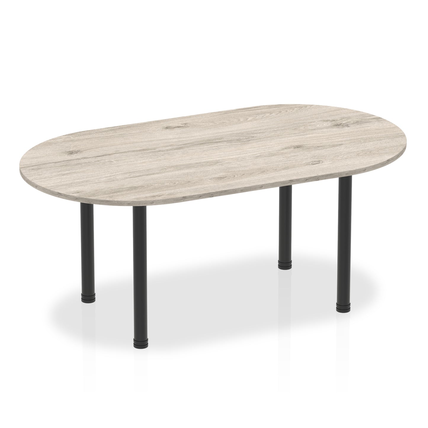 Impulse Boardroom Table With Post Leg Grey Oak 1800 Black - Industrious Decor