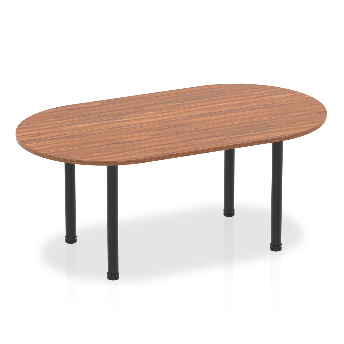 Impulse Boardroom Table With Post Leg Walnut 1800 Black - Industrious Decor