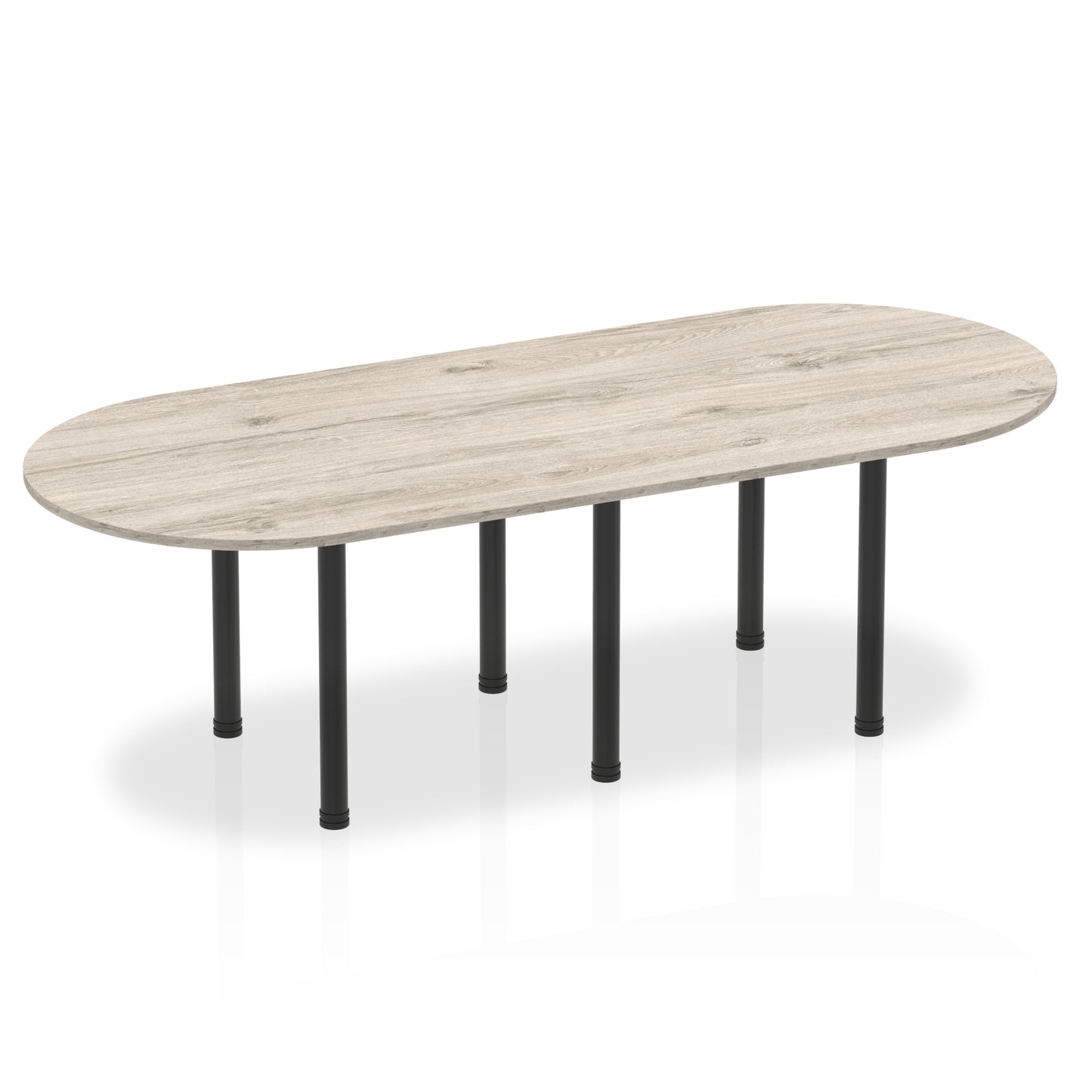 Impulse Boardroom Table With Post Leg Grey Oak 2400 Black - Industrious Decor
