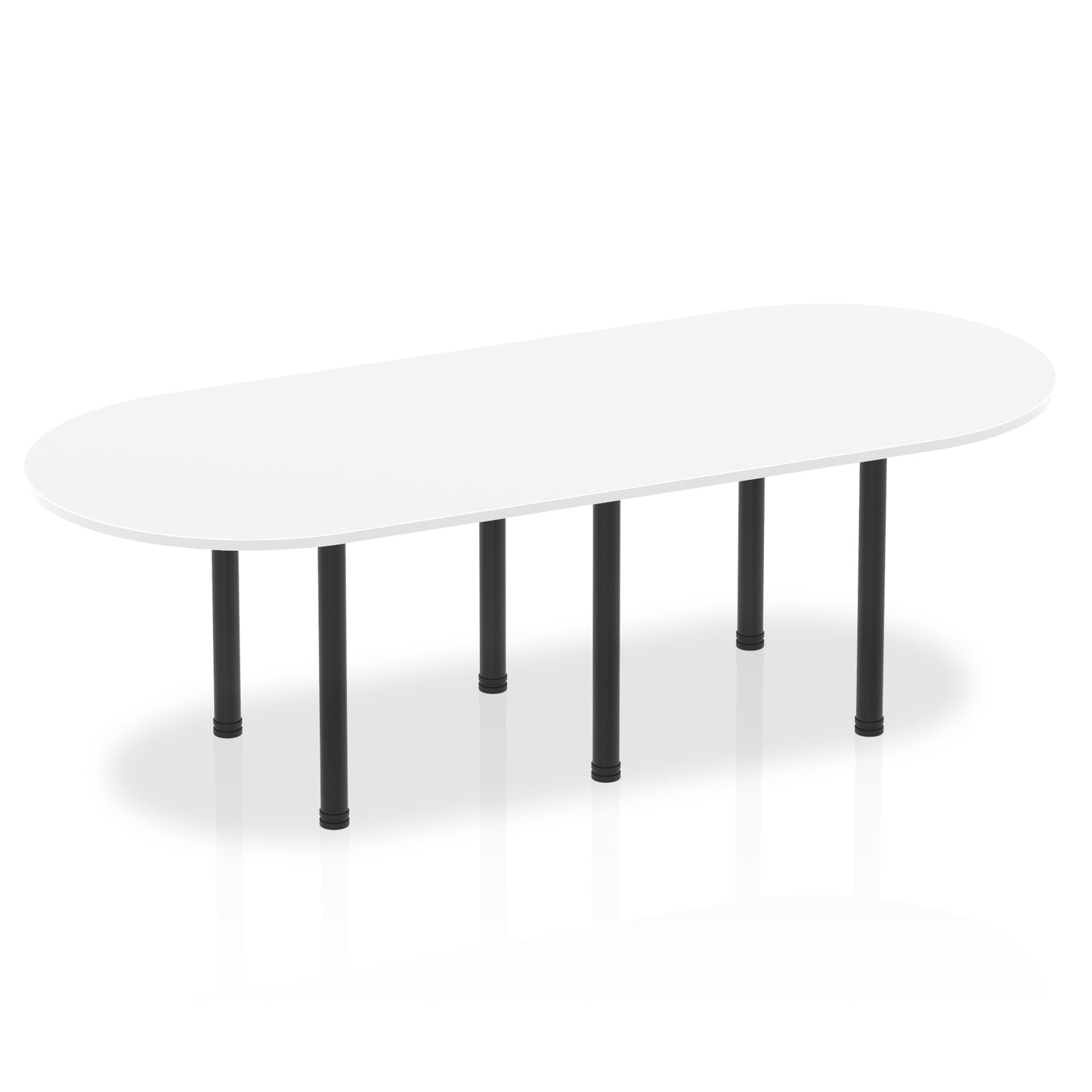 Impulse Boardroom Table With Post Leg White 2400 Black - Industrious Decor