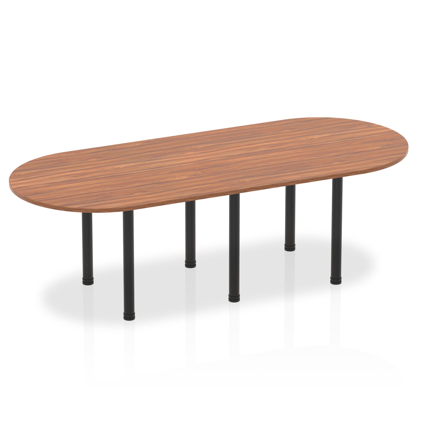 Impulse Boardroom Table With Post Leg Walnut 2400 Black - Industrious Decor