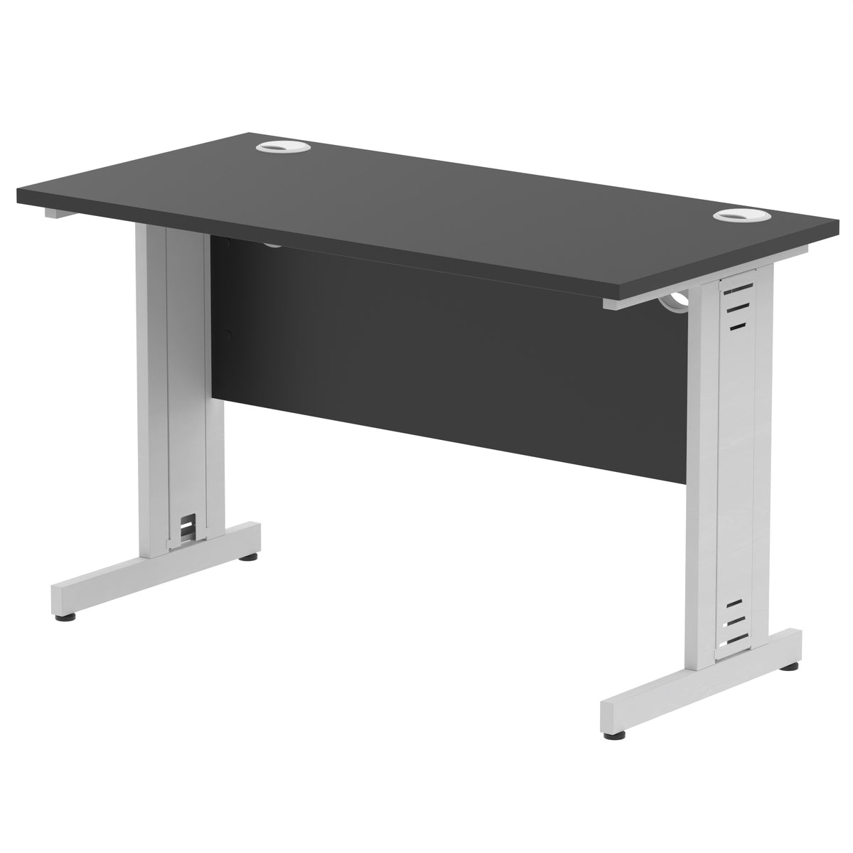 ID Workplace Slimline Cable Managed Desk – 1200mm Black Silver - Industrious Decor