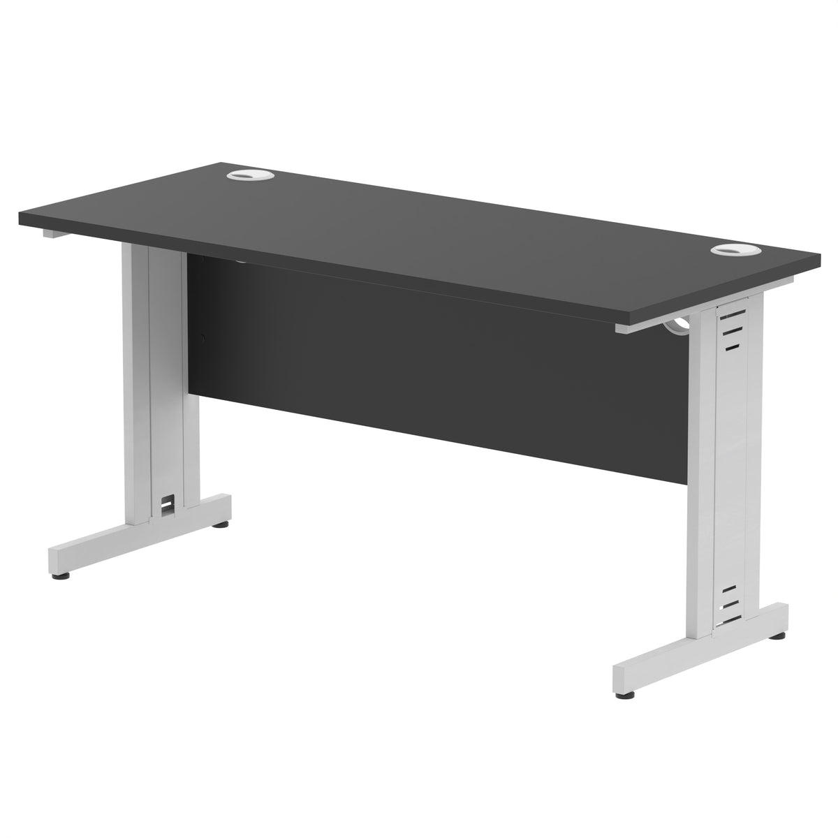 ID Workplace Slimline Cable Managed Desk – 1400mm Black Silver - Industrious Decor