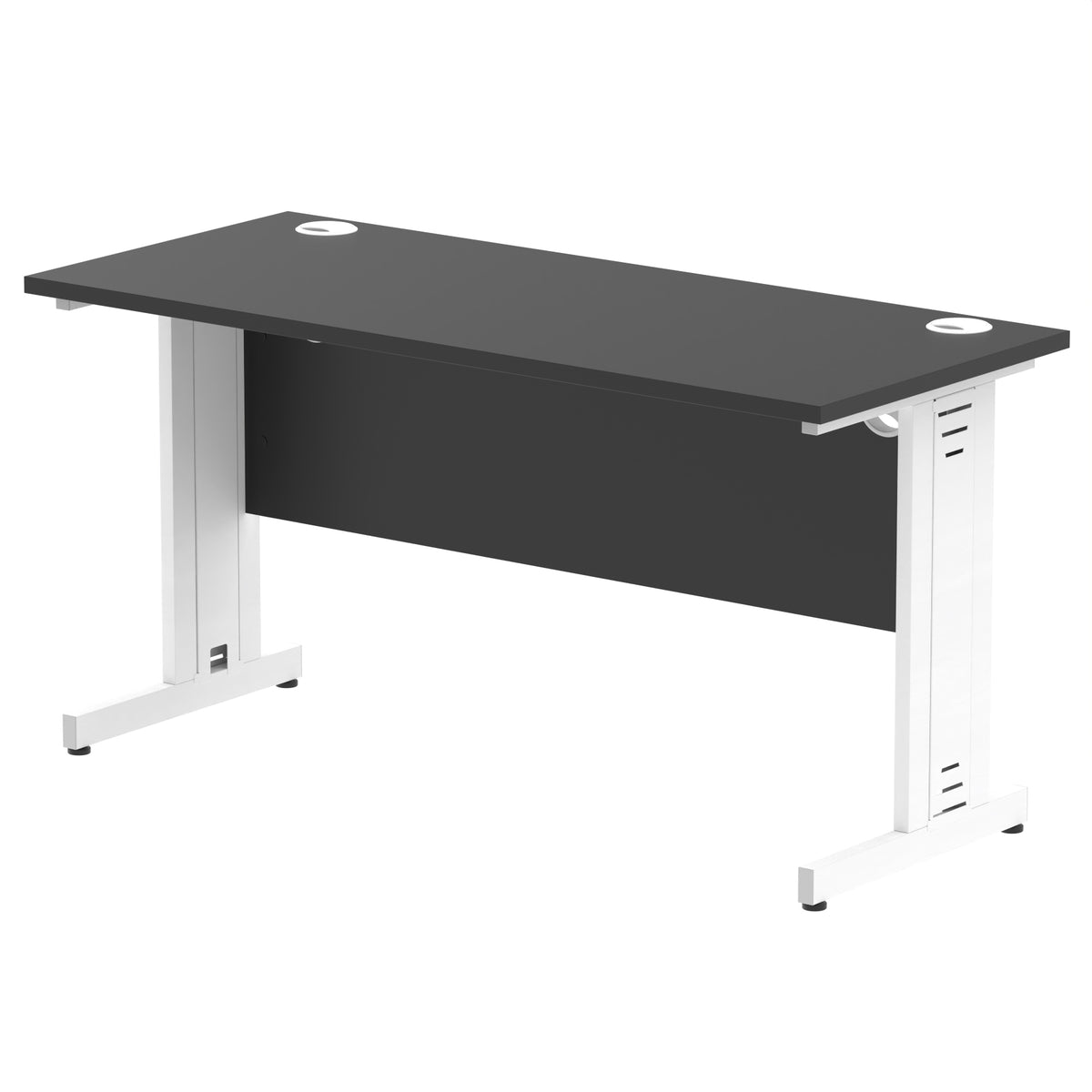 ID Workplace Slimline Cable Managed Desk – 1400mm Black White - Industrious Decor