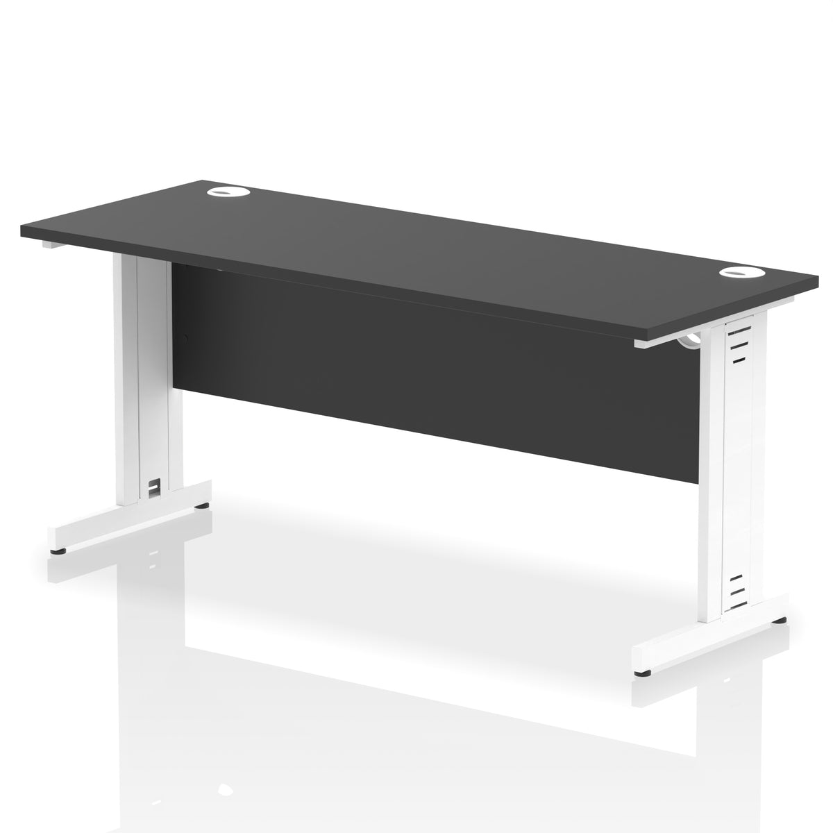 ID Workplace Slimline Cable Managed Desk – 1600mm Black White - Industrious Decor