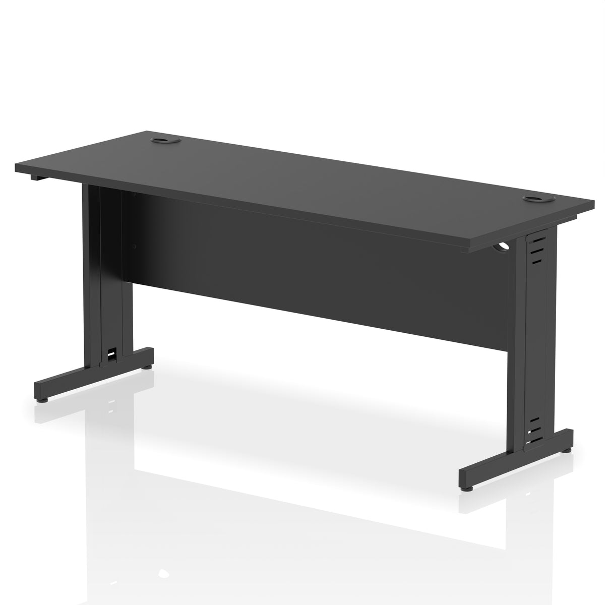 ID Workplace Slimline Cable Managed Desk – 1600mm Black Black - Industrious Decor