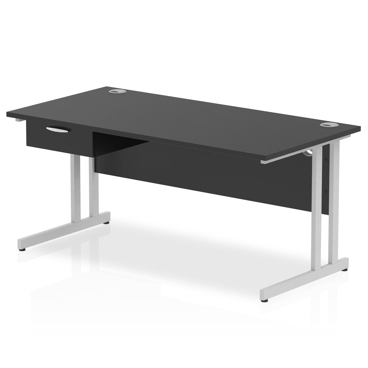 ID Workplace Cantilever Desk with Single Drawer Black Silver - Industrious Decor
