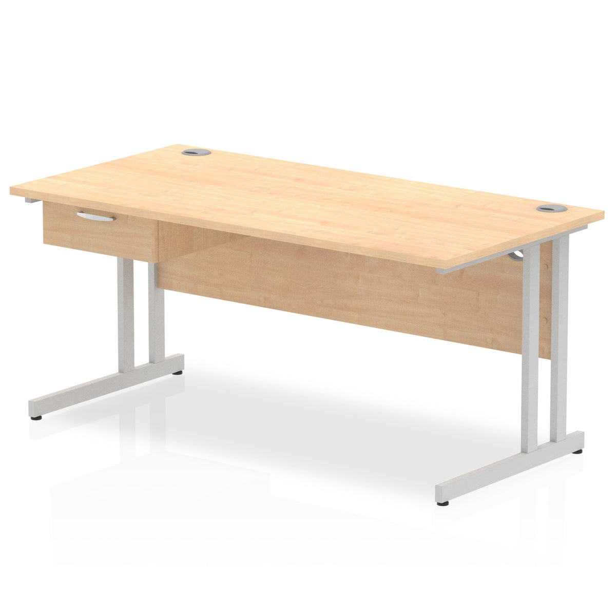 ID Workplace Cantilever Desk with Single Drawer Maple Silver - Industrious Decor