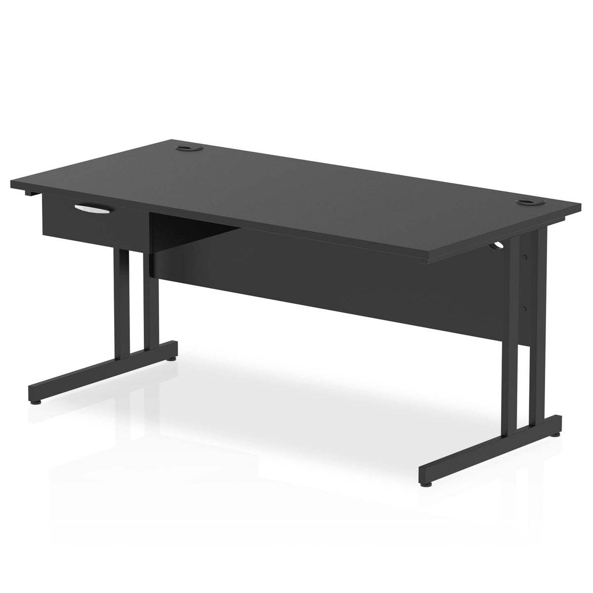ID Workplace Cantilever Desk with Single Drawer Black Black - Industrious Decor