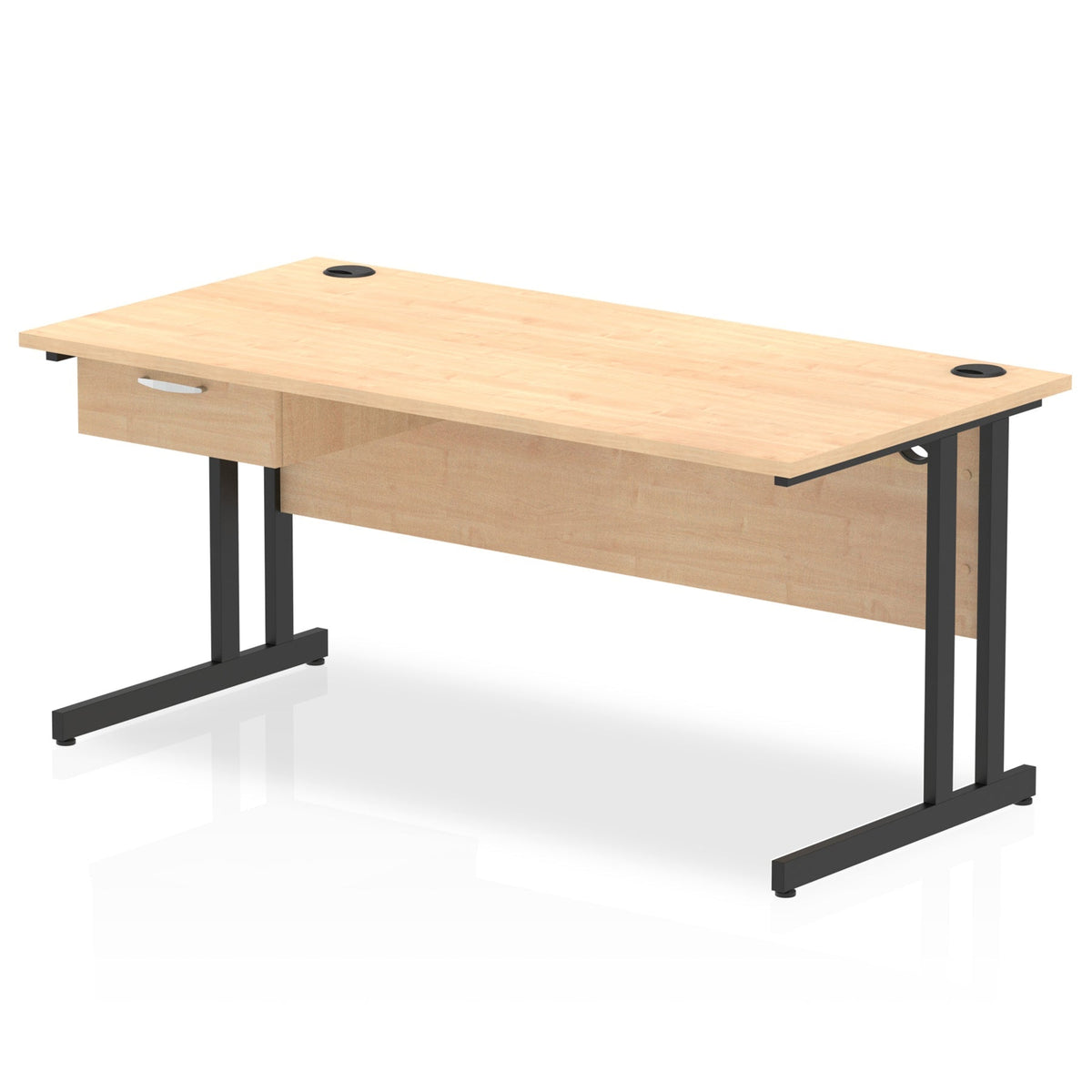 ID Workplace Cantilever Desk with Single Drawer Maple Black - Industrious Decor