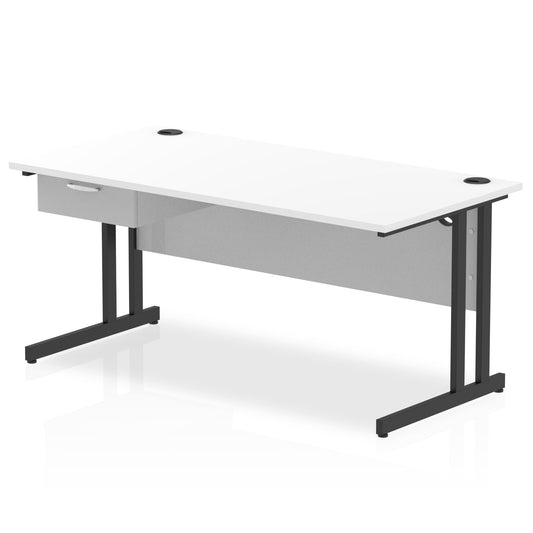 ID Workplace Cantilever Desk with Single Drawer White Black - Industrious Decor
