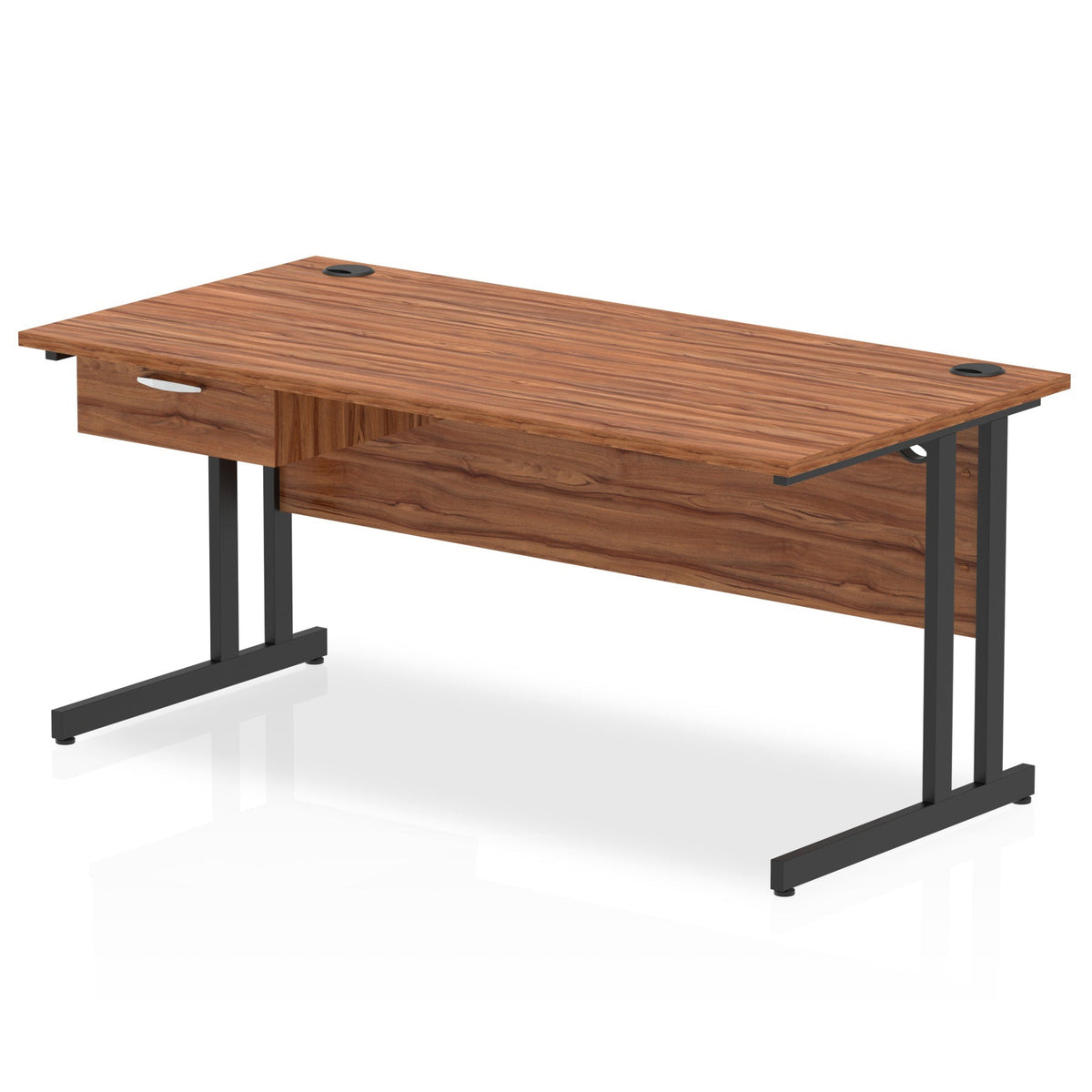 ID Workplace Cantilever Desk with Single Drawer Walnut Black - Industrious Decor