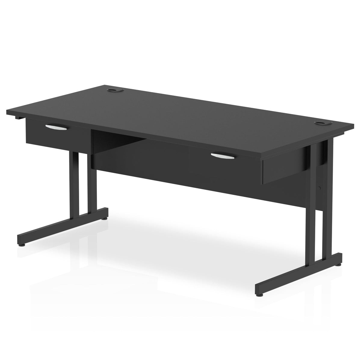 ID Workplace Cantilever Desk with Double Single Drawers Black Black - Industrious Decor
