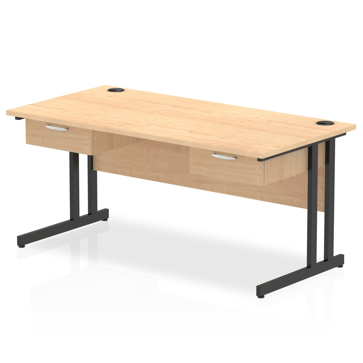 ID Workplace Cantilever Desk with Double Single Drawers Maple Black - Industrious Decor