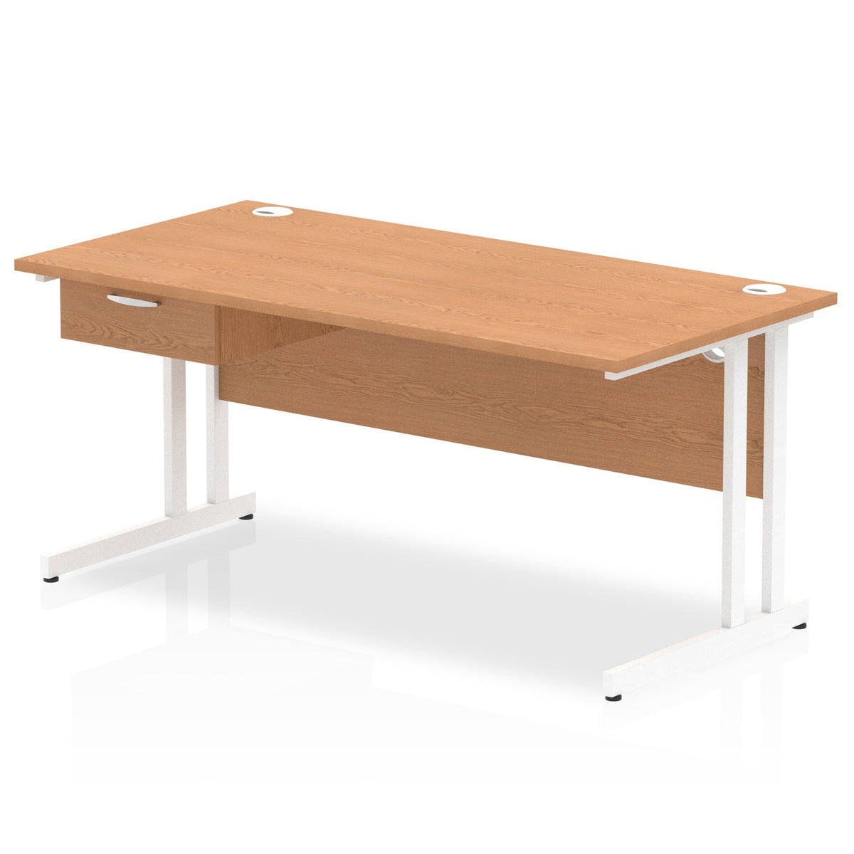 ID Workplace Cantilever Desk with Single Drawer Oak White - Industrious Decor