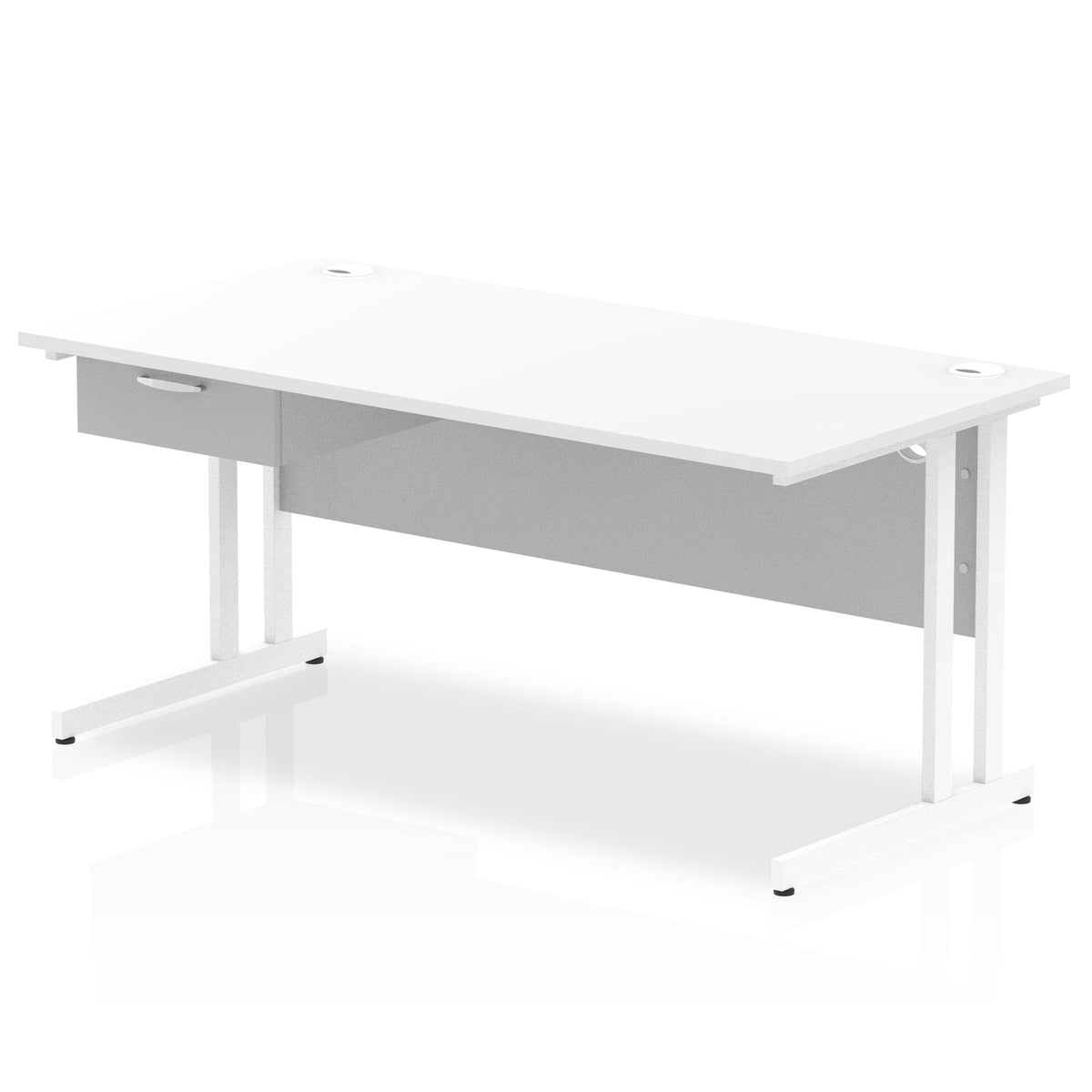 ID Workplace Cantilever Desk with Single Drawer White White - Industrious Decor