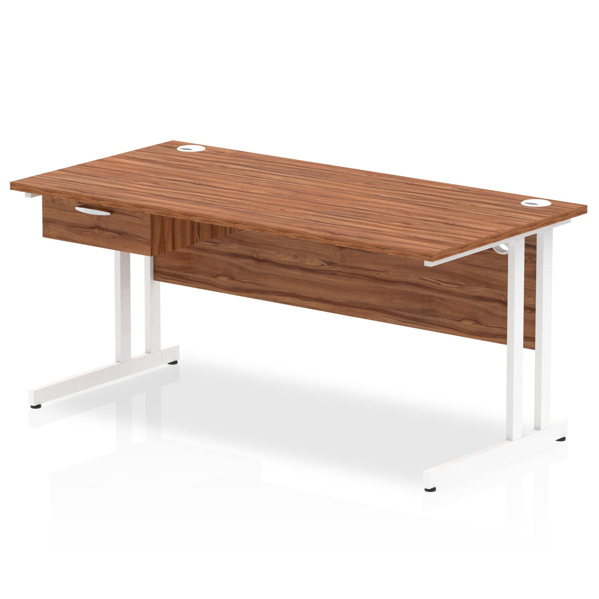 ID Workplace Cantilever Desk with Single Drawer Walnut White - Industrious Decor