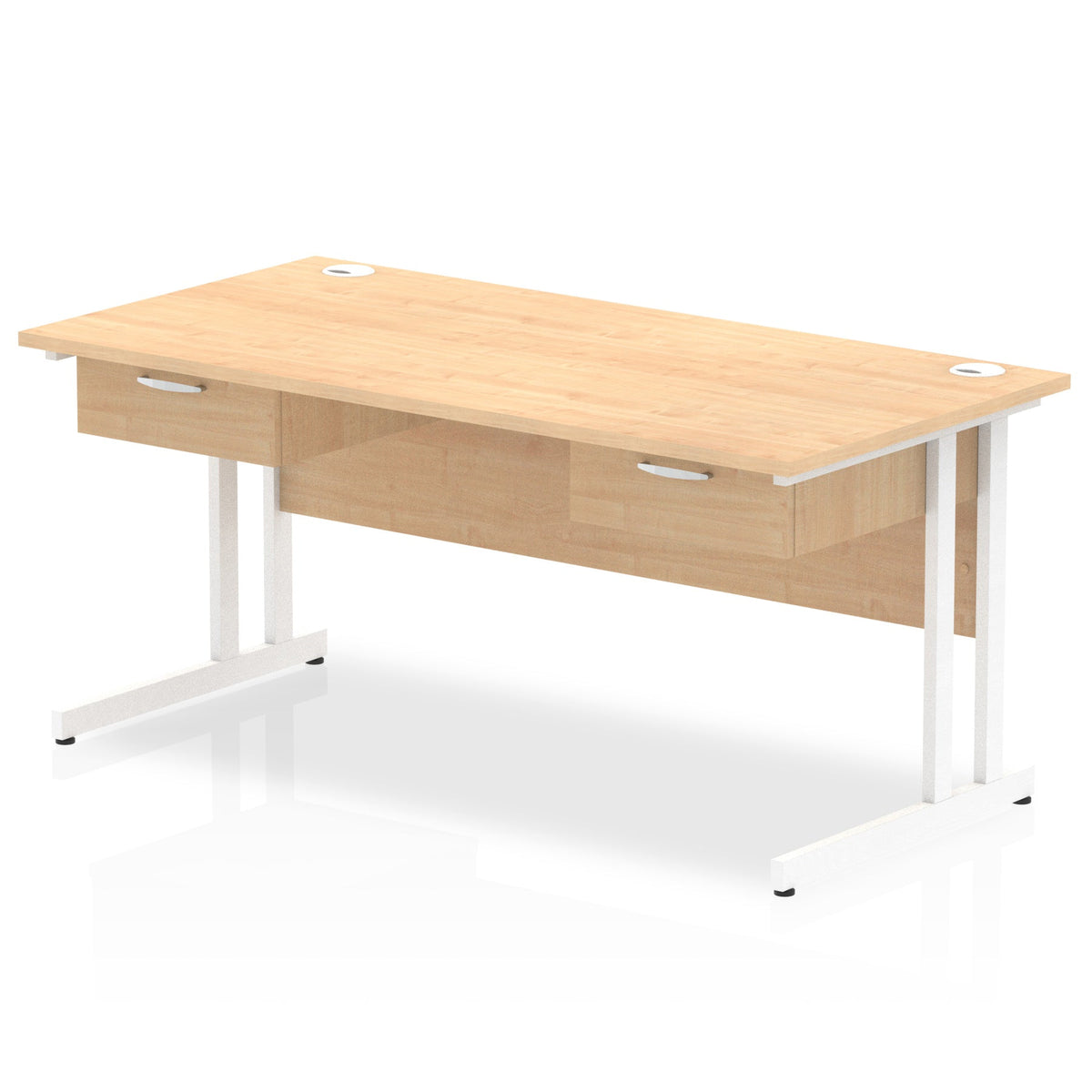 ID Workplace Cantilever Desk with Double Single Drawers Maple White - Industrious Decor