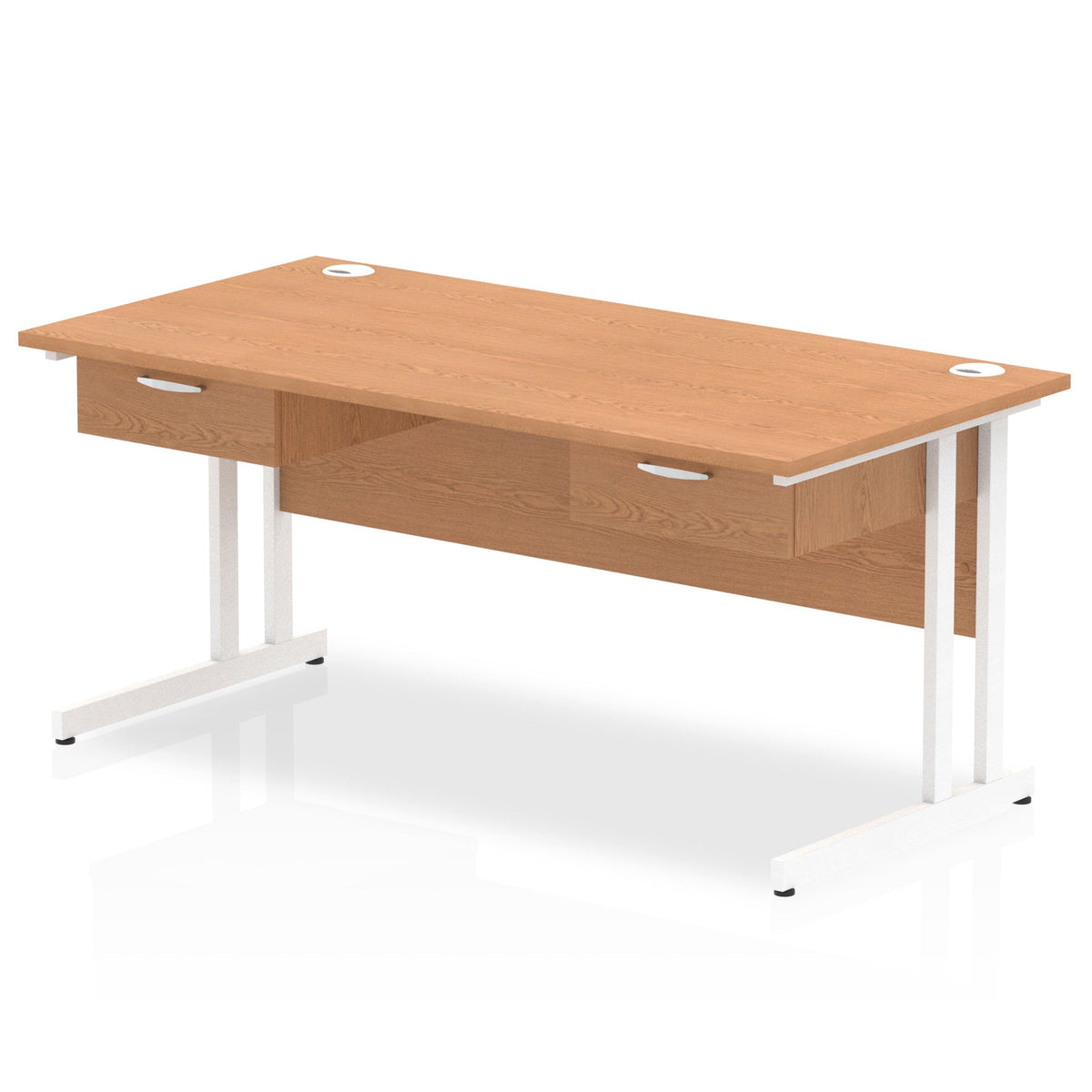 ID Workplace Cantilever Desk with Double Single Drawers Oak White - Industrious Decor