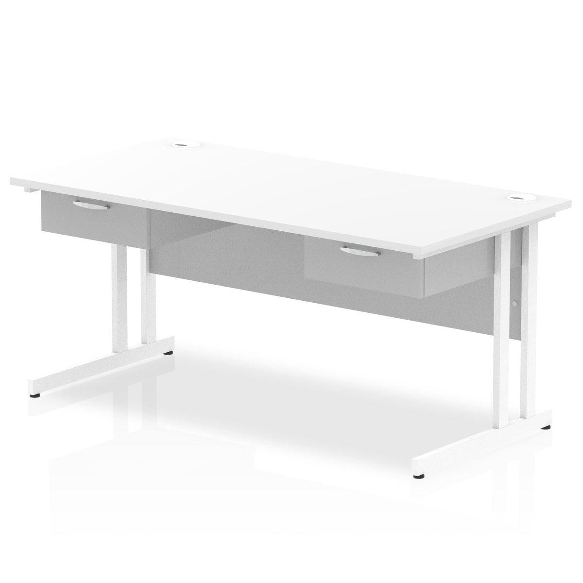 ID Workplace Cantilever Desk with Double Single Drawers White White - Industrious Decor