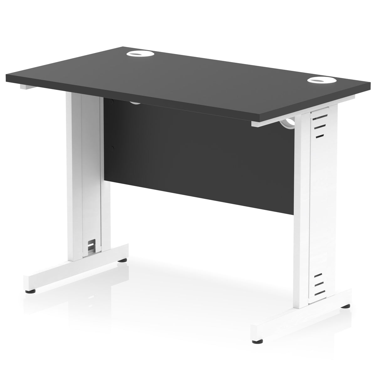 ID Workplace Slimline Cable Managed Desk – 1000mm Black White - Industrious Decor