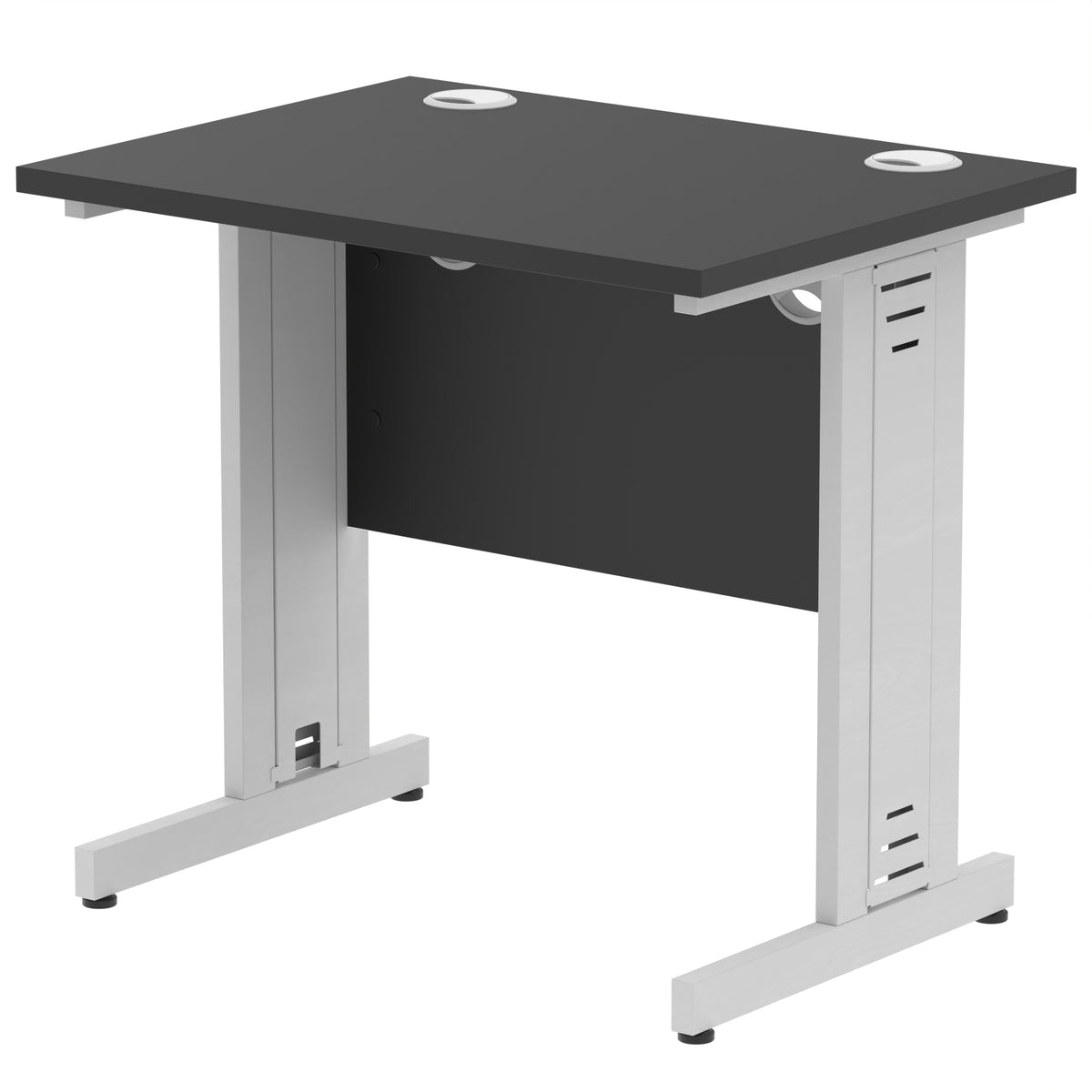 ID Workplace Slimline Cable Managed Desk – 800mm Black Silver - Industrious Decor