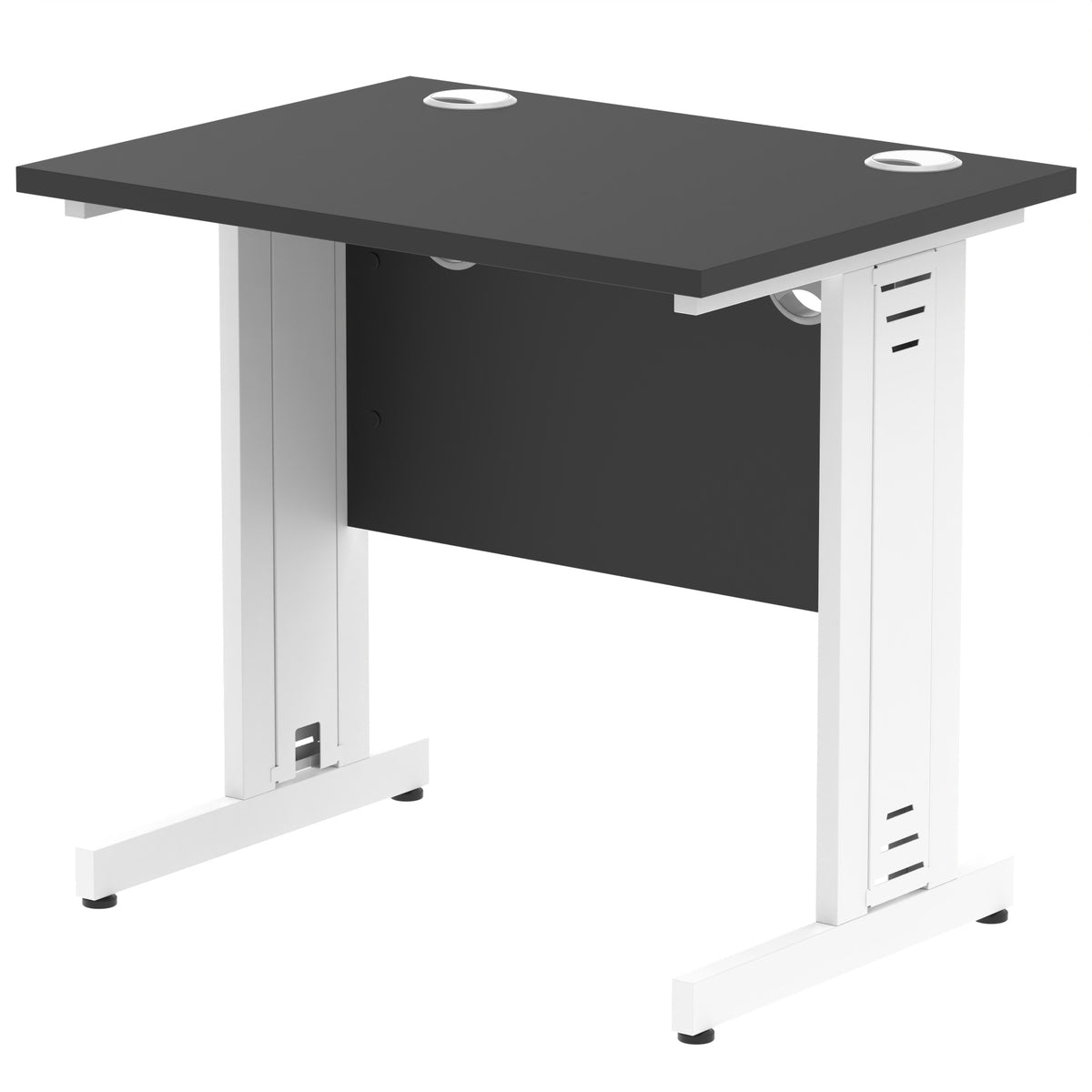 ID Workplace Slimline Cable Managed Desk – 800mm Black White - Industrious Decor