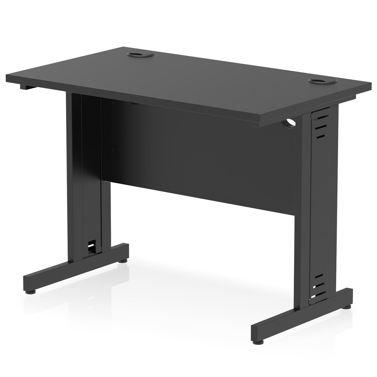ID Workplace Slimline Cable Managed Desk – 1000mm Black Black - Industrious Decor