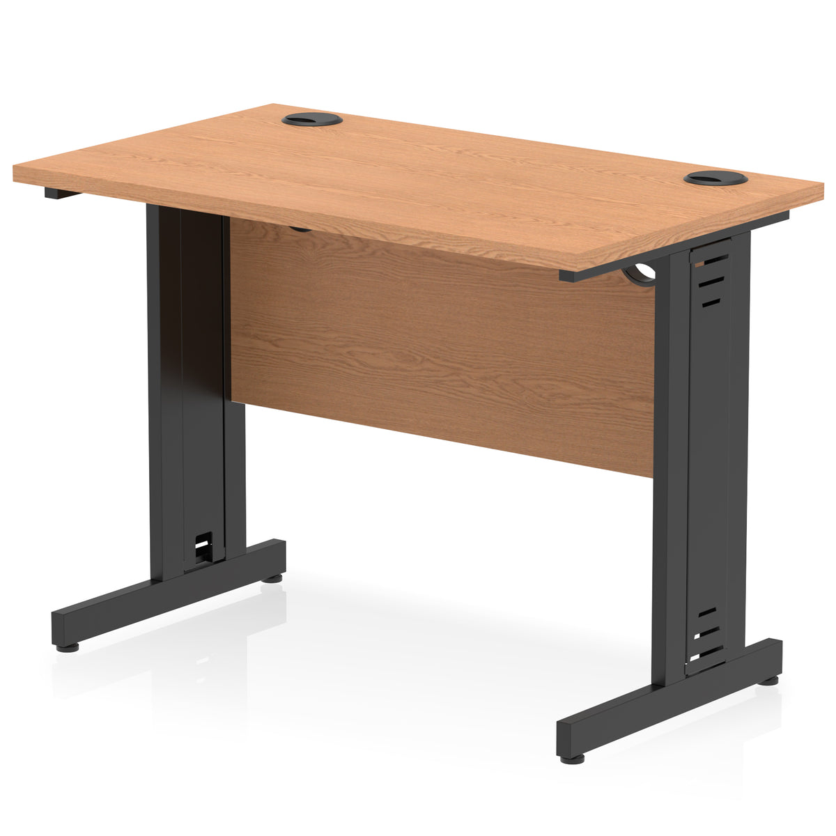 ID Workplace Slimline Cable Managed Desk – 1000mm Oak Black - Industrious Decor