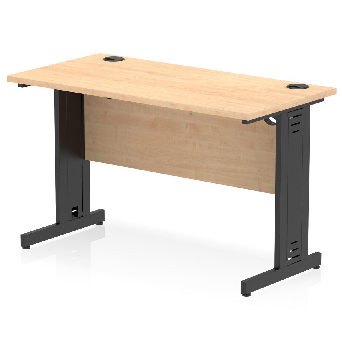 ID Workplace Slimline Cable Managed Desk – 1200mm Maple Black - Industrious Decor