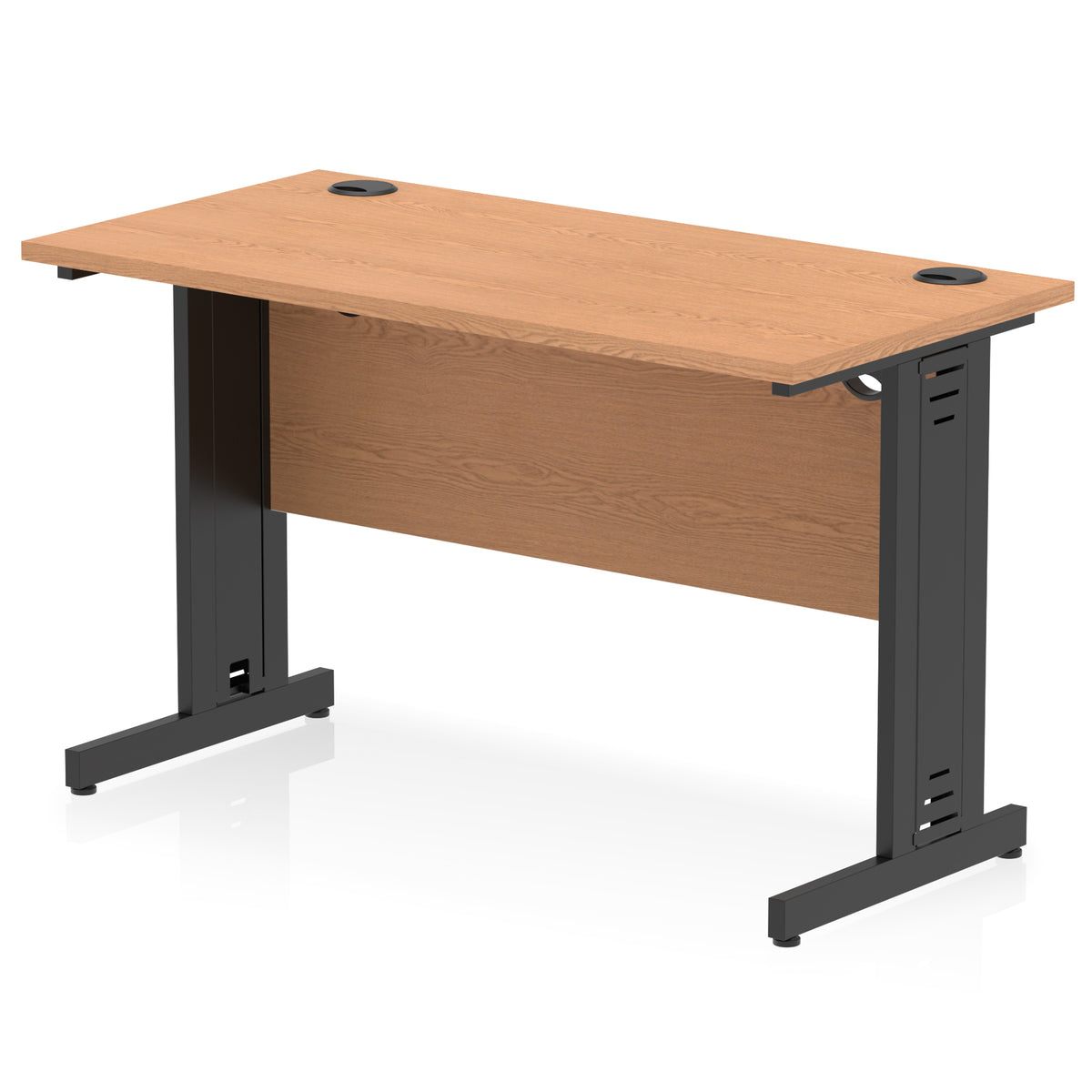 ID Workplace Slimline Cable Managed Desk – 1200mm Oak Black - Industrious Decor